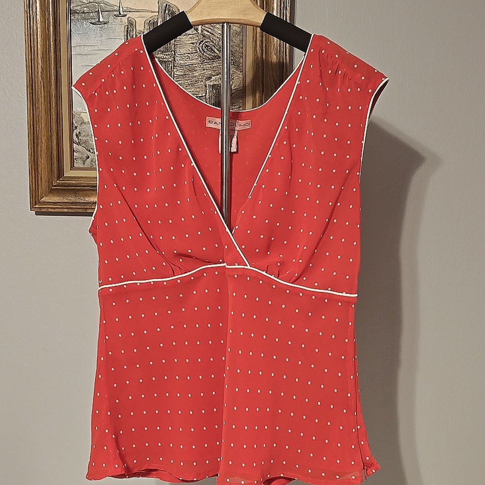 Bandolino Red Wrap Blouse with Cap Sleeves